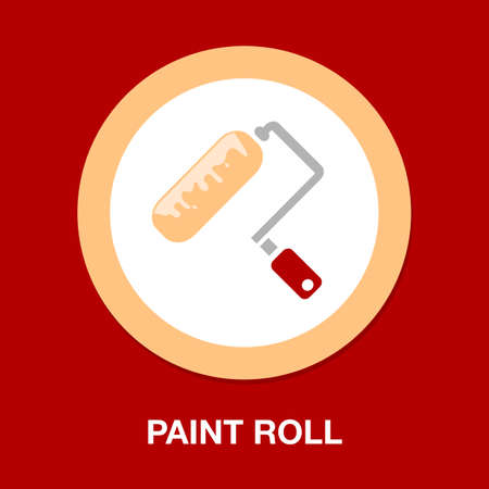 paint roll icon, vector paint brush, wall painter, paint rollerのイラスト素材