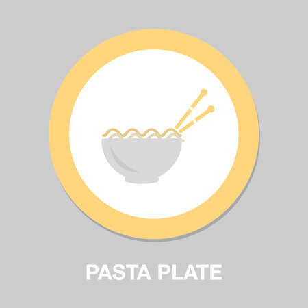 pasta plate icon - vector spaghetti illustration, noodle bowl - meal timeのイラスト素材