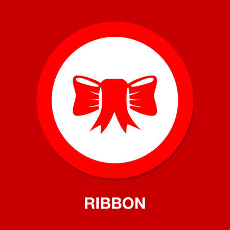 vector red ribbon bow illustration - christmas holiday decoration symbol. celebration iconのイラスト素材
