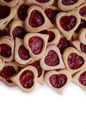 Valentine's day cookies isolated on white backgroundの写真素材