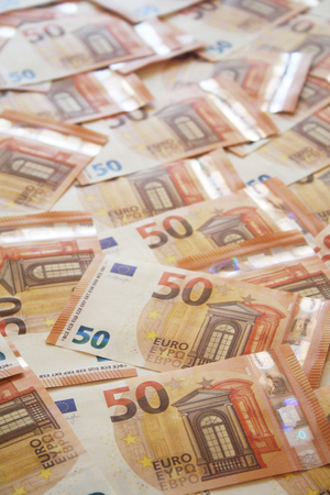 Fifty euros banknote. Euro money backgroundの写真素材