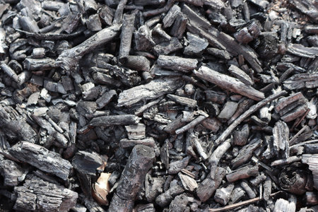 Wood charcoal from burnt wood. Wood charcoal texture background