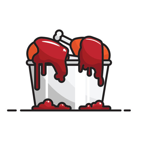 Fried Chicken Drumstick with Tomato Sauceのイラスト素材