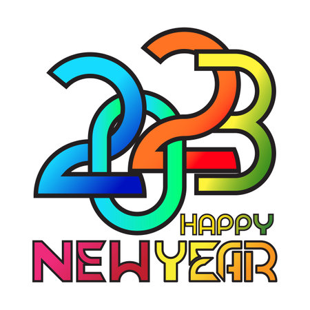 colorful gradient happy new year 2023のイラスト素材