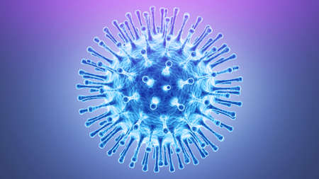 Virus infection 3D medical illustration. Microscopic view of floating pathogen respiratory influenza virus cells. Dangerous asian virus, pandemic risk backgroundの写真素材