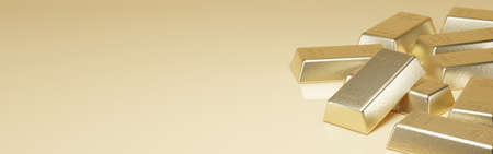 Gold bars 1000 grams. 3d rendering - illustration.Gold bars and Financial concept.の写真素材