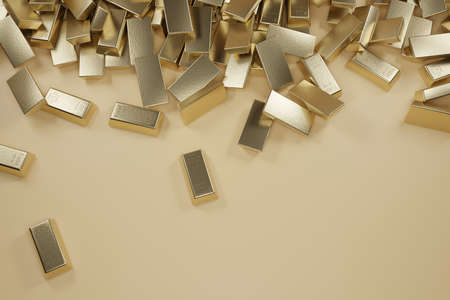 Gold bars 1000 grams. 3d rendering - illustration.Gold bars and Financial concept.の写真素材