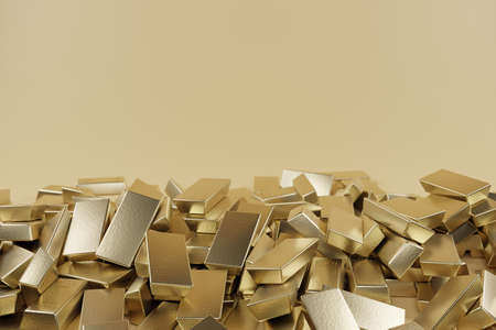 Gold bars 1000 grams. 3d rendering - illustration.Gold bars and Financial concept.の写真素材