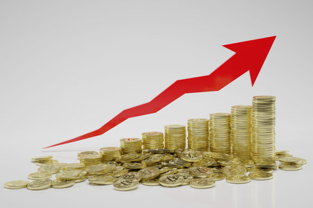 Golden bitcoin. Crypto currency business. bitcoin coin finance concept.3D illustration.