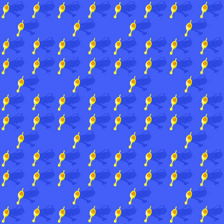 Photo in the form of a seamless pattern, Yellow watering can for watering flowers with shadows on a colored blue background. High quality photoの写真素材