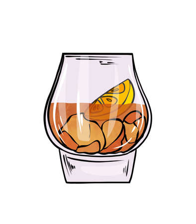 Digital illustration of alcoholic or non-alcoholic cocktail of different shapes and colors on white isolated background. High quality illustrationの写真素材