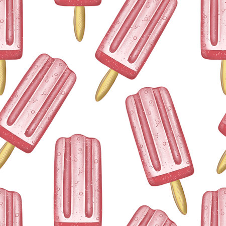 Illustration digital drawing ice cream seamless pattern of different shapes and colors on background. High quality illustrationの写真素材