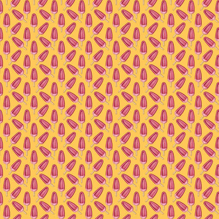Illustration digital drawing ice cream seamless pattern of different shapes and colors on a yellow background. High quality illustrationの写真素材