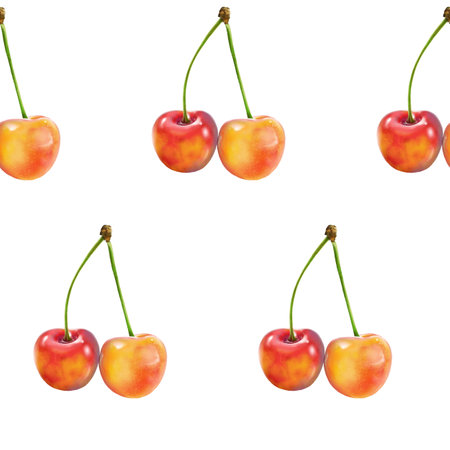 Illustration realism seamless pattern berry orange cherry on a white isolated background. High quality illustrationの写真素材