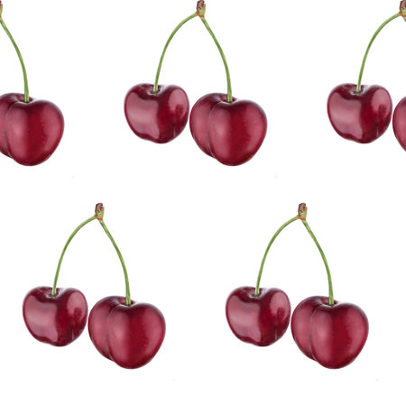 Illustration realism seamless pattern berry burgundy cherry on a white isolated background. High quality illustrationの写真素材