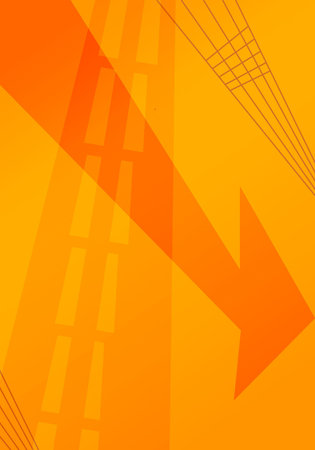 Orange gradient background with arrows and lines and shapes