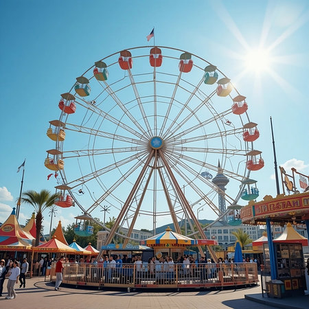 Santa Clara County Fairground Ferris Wheel. Santa Clara County Fair is a county fair in Santa Clara County, California.の素材