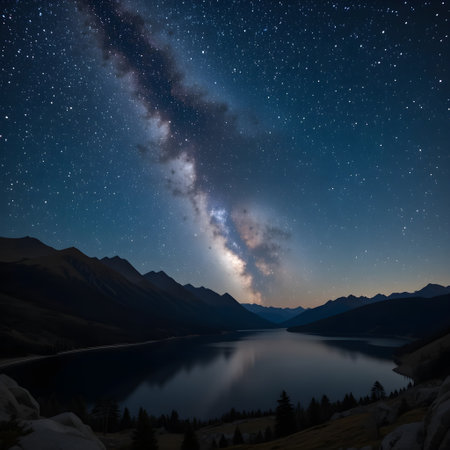 Milky Way over Lake Tekapo, South Island, New Zealandの写真素材