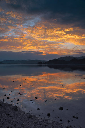 Sea of Nago, Okinawa Prefecture sunriseの写真素材