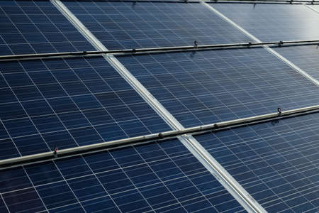 Eco-friendly solar power generation solar panel adopted for the global environmentの写真素材