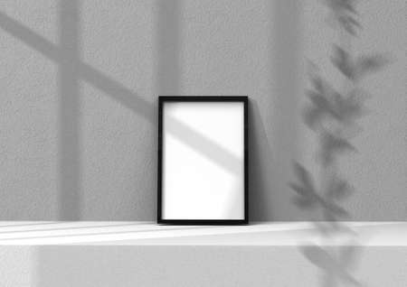 frame background using 3D rendering and geometry. Framed background mock-up for poster design or exhibition of artwork. 3d rendering illustration.の写真素材