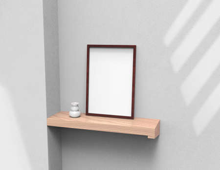 frame background using 3D rendering and geometry. Framed background mock-up for poster design or exhibition of artwork. 3d rendering illustration.の写真素材