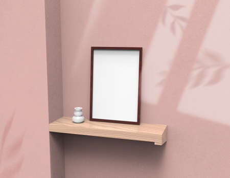 frame background using 3D rendering and geometry. Framed background mock-up for poster design or exhibition of artwork. 3d rendering illustration.の写真素材