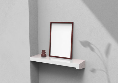 frame background using 3D rendering and geometry. Framed background mock-up for poster design or exhibition of artwork. 3d rendering illustration.の写真素材