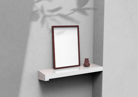 frame background using 3D rendering and geometry. Framed background mock-up for poster design or exhibition of artwork. 3d rendering illustration.の写真素材