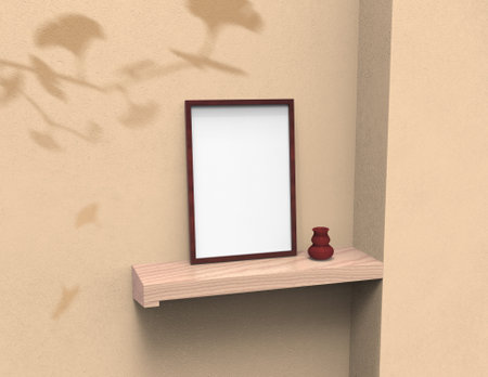 frame background using 3D rendering and geometry. Framed background mock-up for poster design or exhibition of artwork. 3d rendering illustration.の写真素材