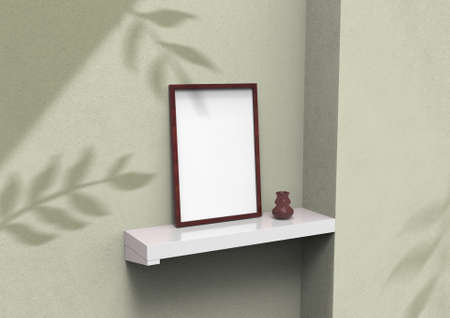 frame background using 3D rendering and geometry. Framed background mock-up for poster design or exhibition of artwork. 3d rendering illustration.の写真素材