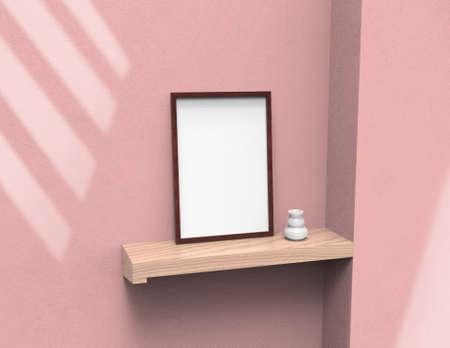 frame background using 3D rendering and geometry. Framed background mock-up for poster design or exhibition of artwork. 3d rendering illustration.の写真素材