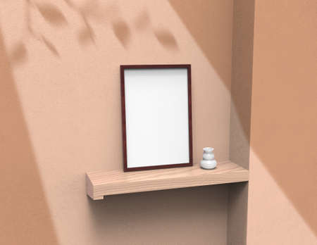 frame background using 3D rendering and geometry. Framed background mock-up for poster design or exhibition of artwork. 3d rendering illustration.の写真素材