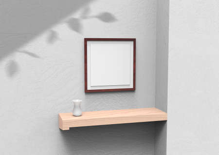 frame background using 3D rendering and geometry. Framed background mock-up for poster design or exhibition of artwork. 3d rendering illustration.の写真素材