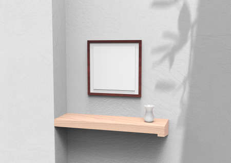 frame background using 3D rendering and geometry. Framed background mock-up for poster design or exhibition of artwork. 3d rendering illustration.の写真素材