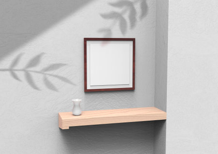 frame background using 3D rendering and geometry. Framed background mock-up for poster design or exhibition of artwork. 3d rendering illustration.の写真素材