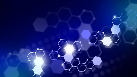 Abstractive graphic illustration of network connection, technology concept.