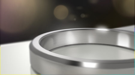 3d render of metal ring with bokeh on background.