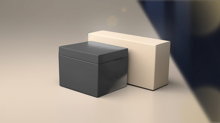 Blank black and white box mockup, 3D rendering illustration