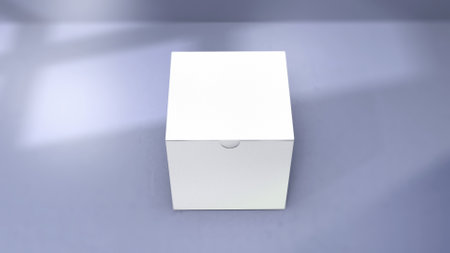 White box mockup on gray background. 3D rendering illustration.の写真素材