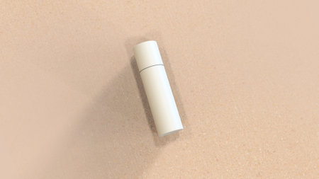 White tube of cosmetic cream on the sand. 3d render illustrationの写真素材