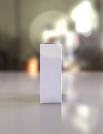 Blank white paper box on the floor with bokeh background