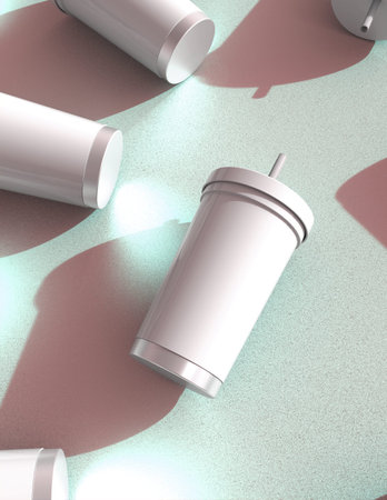 3d rendering of a group of white cans on a light background