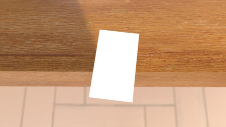 Blank business card on the wood table with space for your textの写真素材