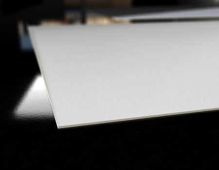 Blank business cards on black marble table. 3D rendering.の写真素材