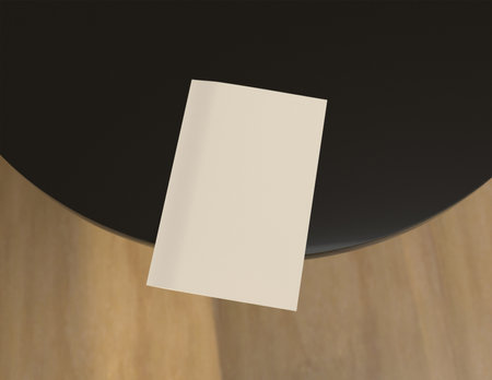 Showcase your content with this 3D illustration of a blank brochure mock-up, featuring a simple and harmonious background. 11'' 8.5'' size.の写真素材