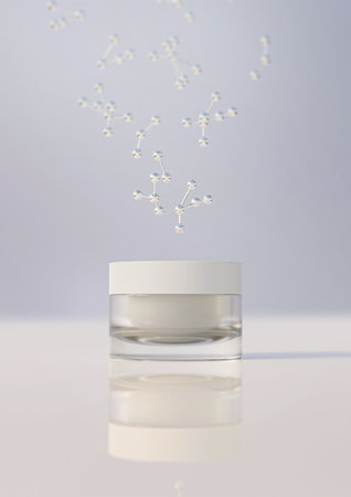 A cosmetics mock-up image file. Lotion and moisturizer product mock-up image. Face cream product.の写真素材