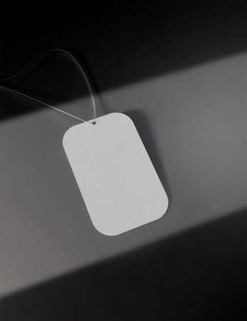 Blank price tag on a dark background. 3D rendering.