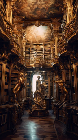 Interior of the Library of the University of Cambridge, England.の素材