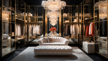 luxury and fashionable living room interior design of shoe store showroomの素材